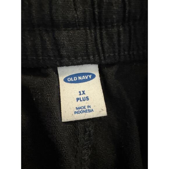 Old Navy Drawstring Elastic Waist Shorts with Pockets Black Linen Size 1X Plus - Picture 7 of 8